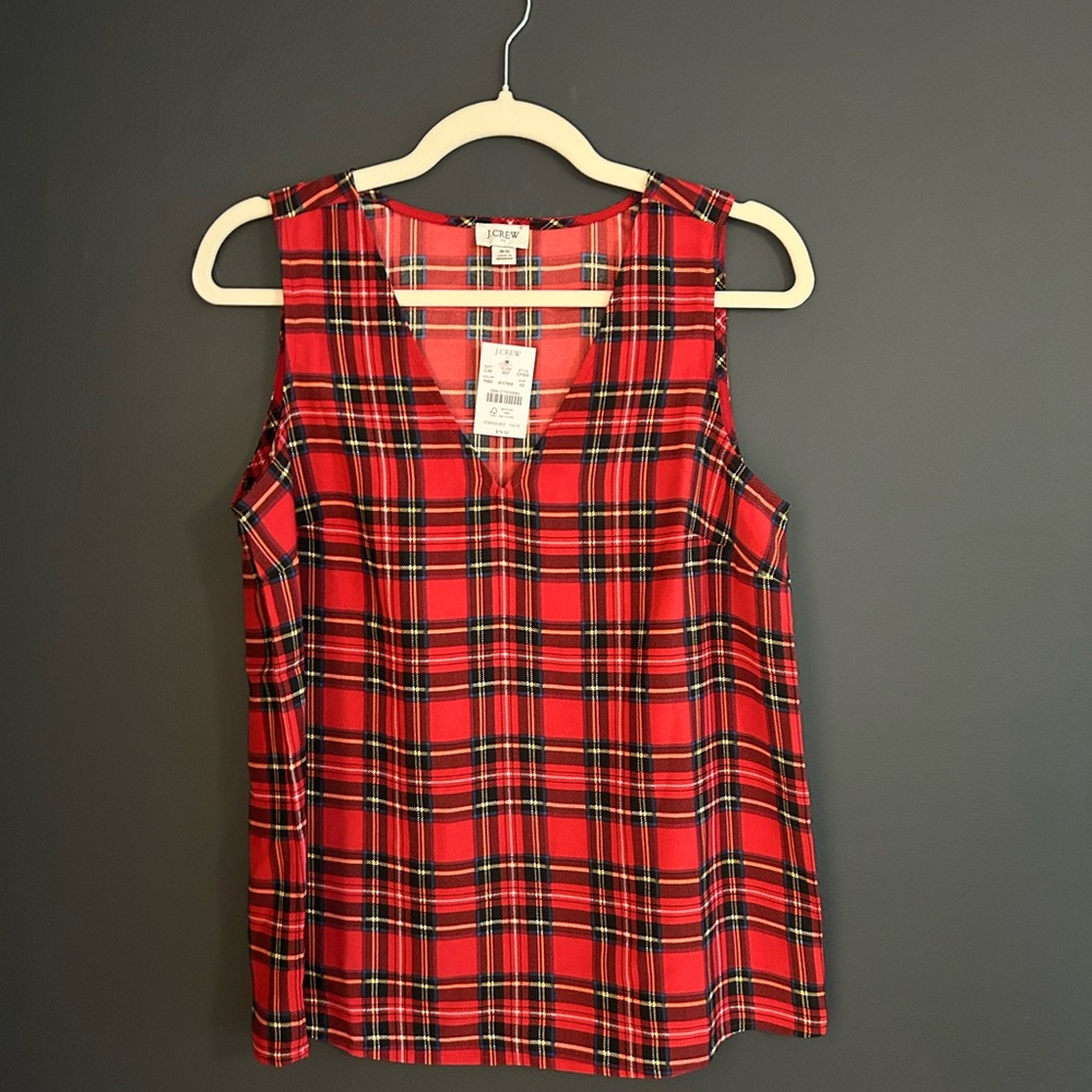J. Crew Red and Black Plaid Tank Top